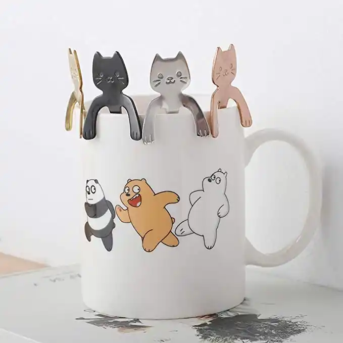 Cuillère chat pour thé, café ou dessert