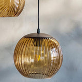 Sybia Lampe à suspension, Marron, Verre
