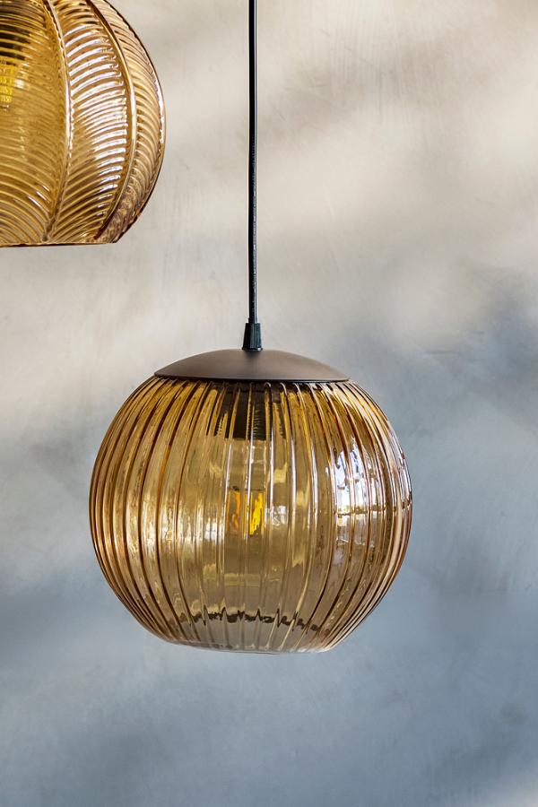 Sybia Lampe à suspension, Marron, Verre