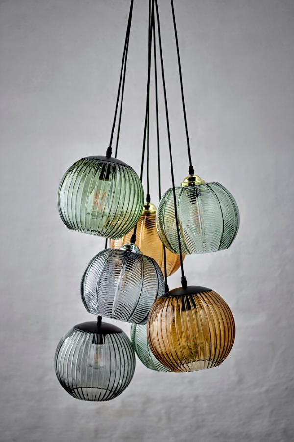 Sybia Lampe à suspension, Marron, Verre