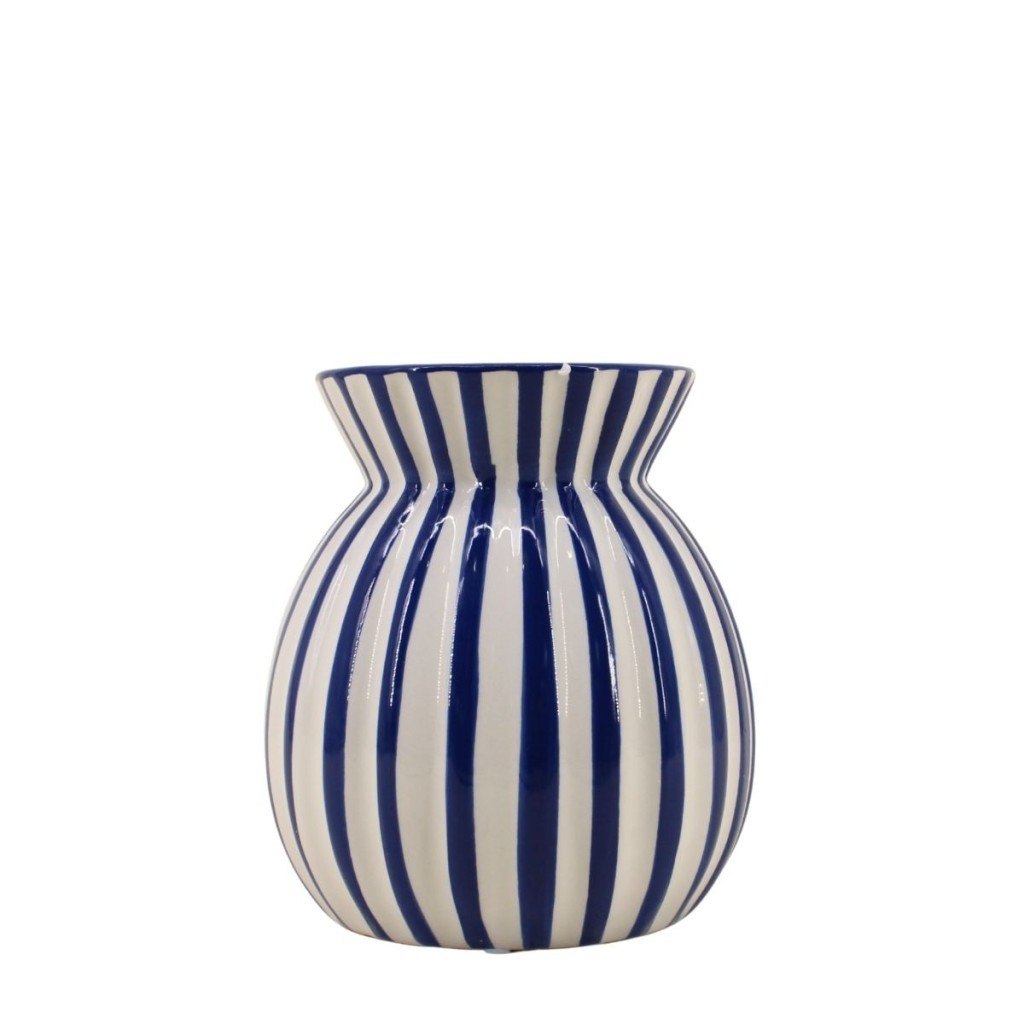 Vase en céramique à rayures en relief — H 19 cm – Norasia