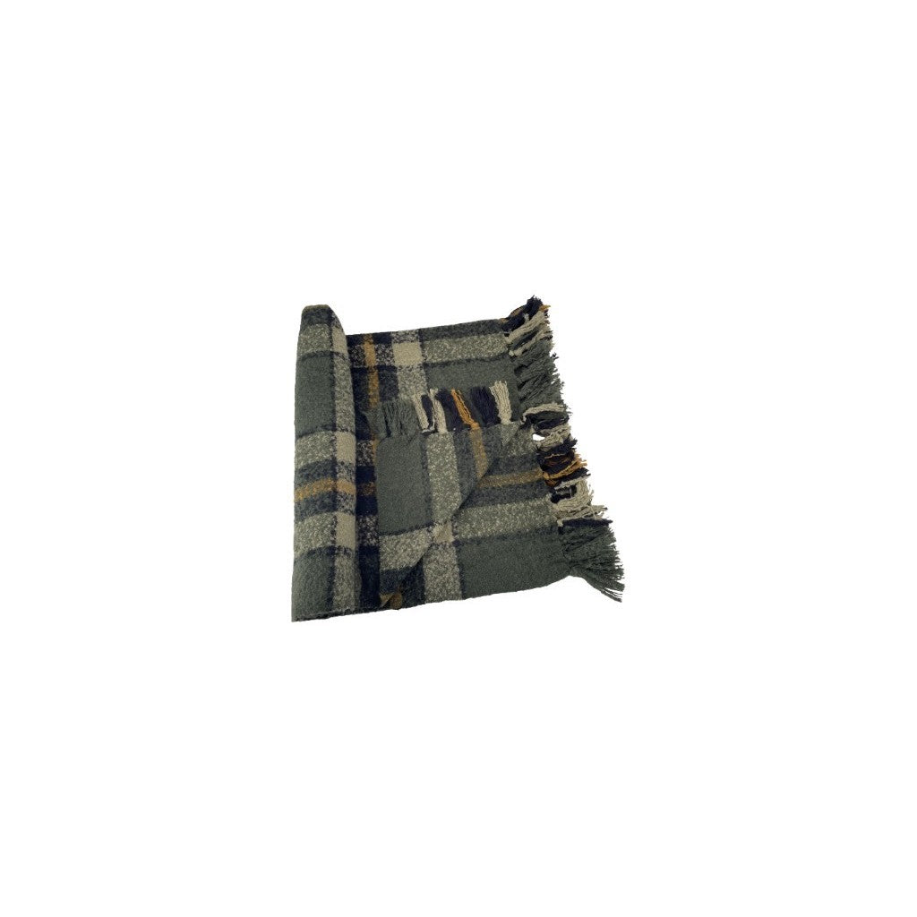 Plaid à carreaux et pompons — 130 × 170 cm – Norasia