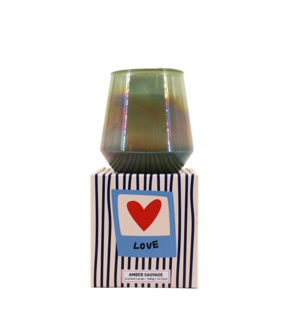 Bougie parfumée en verre lustré vert — 480 g – Norasia