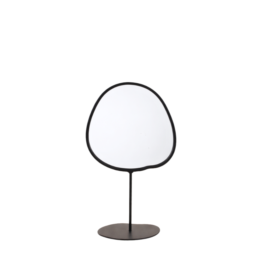 Miroir organique sur pied noir — H 25,5 cm – Norasia