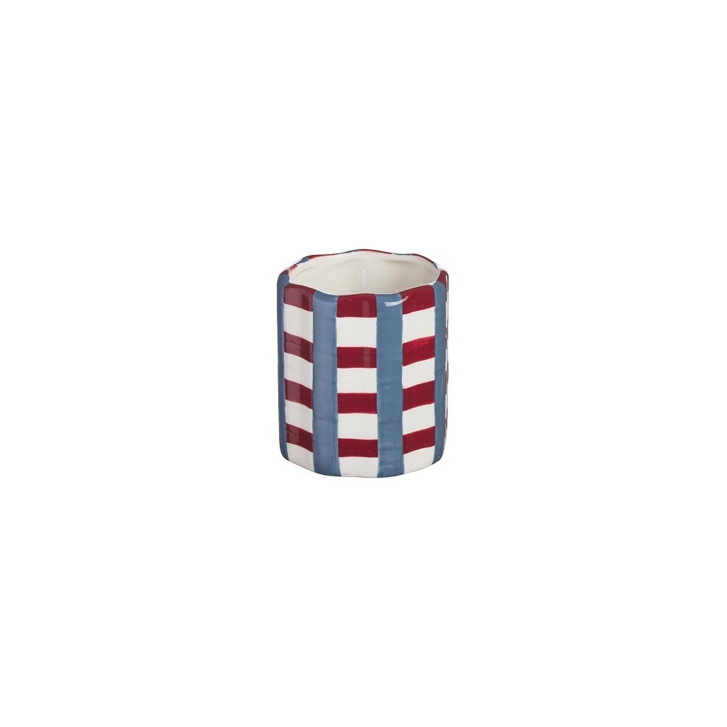 Bougie parfumée damier rouge et bleu — H 9 cm – Norasia