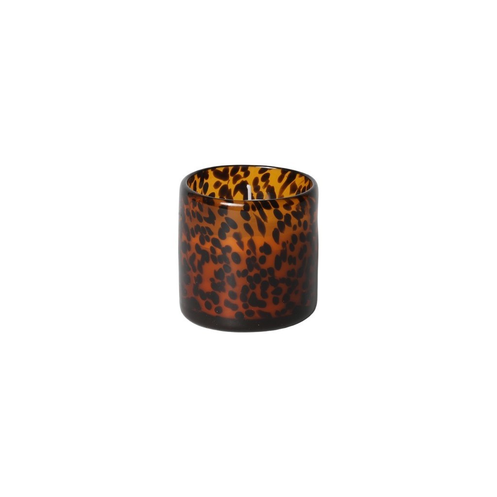 Bougie parfumée en verre moucheté ambré — Ø 8 cm – Norasia