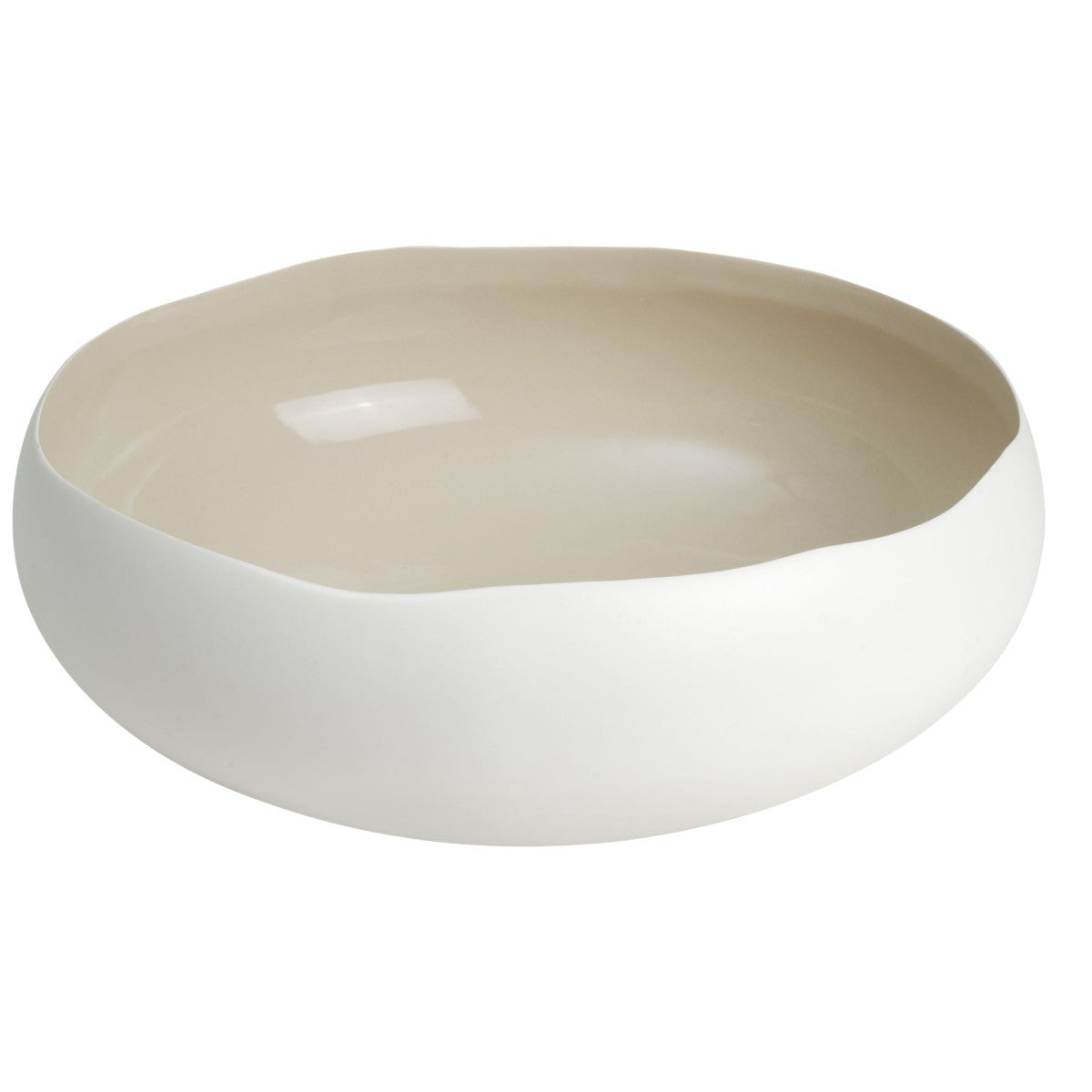 Oslo — Saladier 34 cm blanc mat & lin brillant