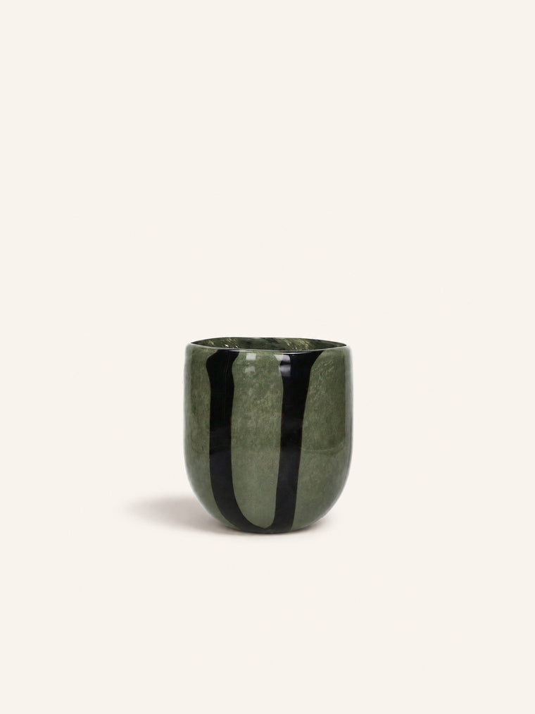 Vase et photophore Cannes en verre kaki – H 14,5 cm – vue du produit