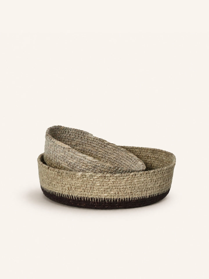 Corbeille à pain Quadri en jonc de mer chocolat – Ø 20 cm