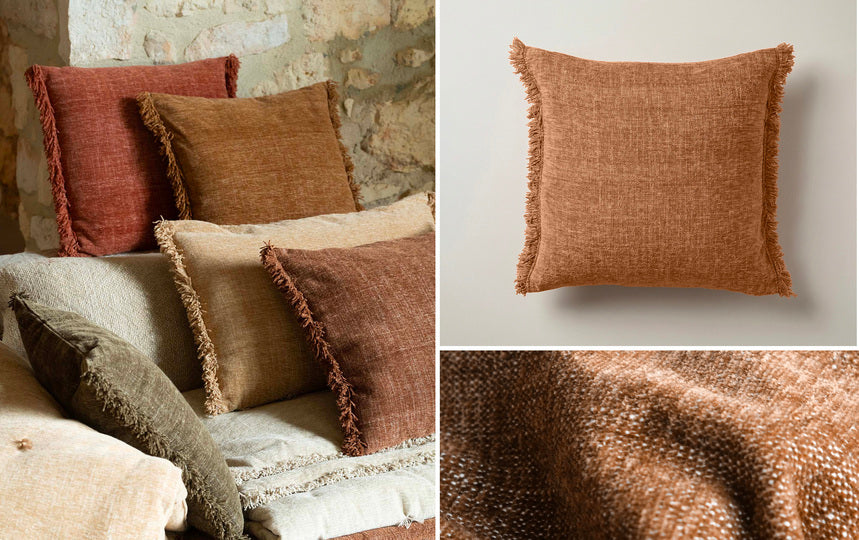 Housse de coussin 45x45 cm + franges Anta Houblon