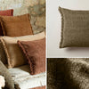 Coussin à franges 45x45 cm Olive