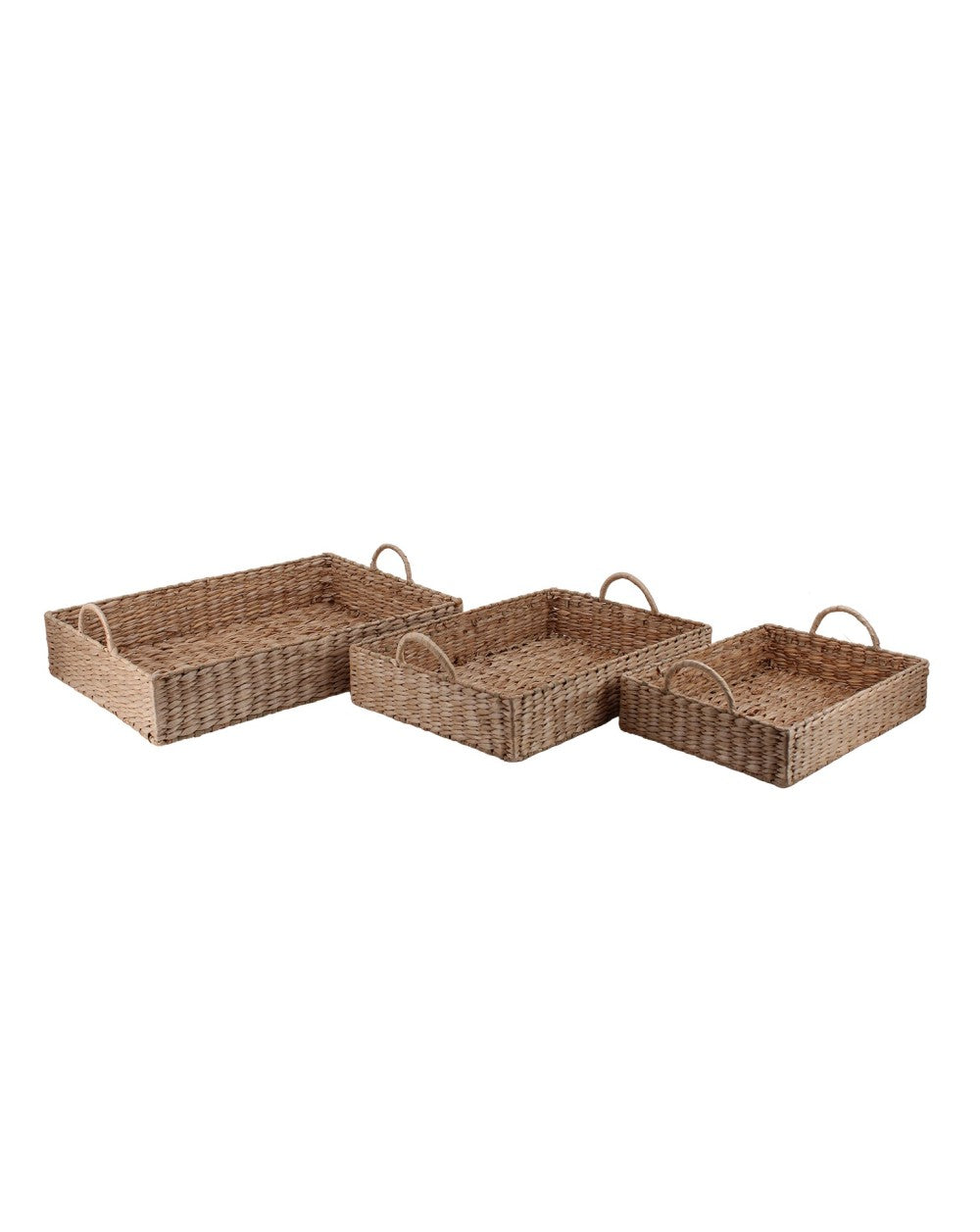 Set de 3 plateaux en jonc couleur naturelle