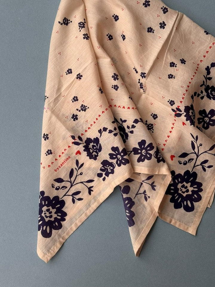 Foulard ANTONIA Écru et bleu marine — vue 2