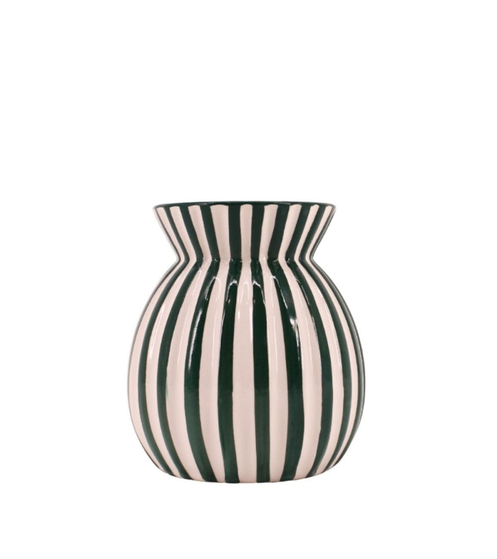 Vase céramique rayures texturées Ø16,5 x H19 cm